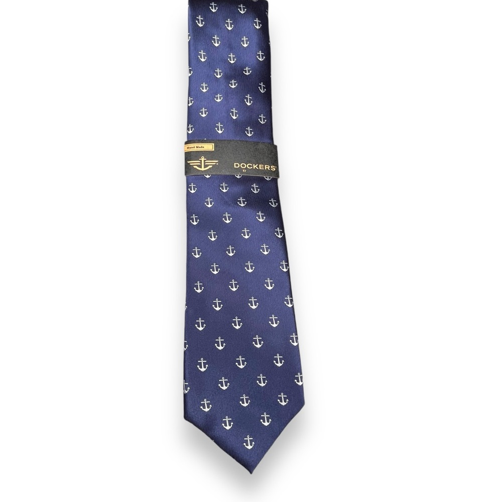 Dockers Men's Tie NWT Navy Blue Nautical Anchor Print